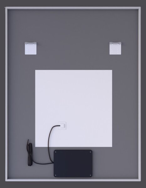 70x90cm álló fürdőszobai LED tükör | Páramentesítő funkció - Óra - Fényerő és színhőmérséklet szabályozás
