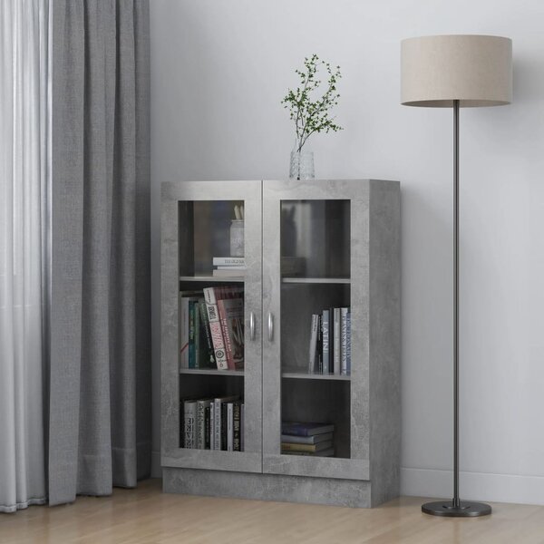 Betonszürke szerelt fa vitrinszekrény 82,5 x 30,5 x 115 cm