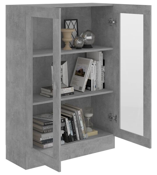 Betonszürke szerelt fa vitrinszekrény 82,5 x 30,5 x 115 cm