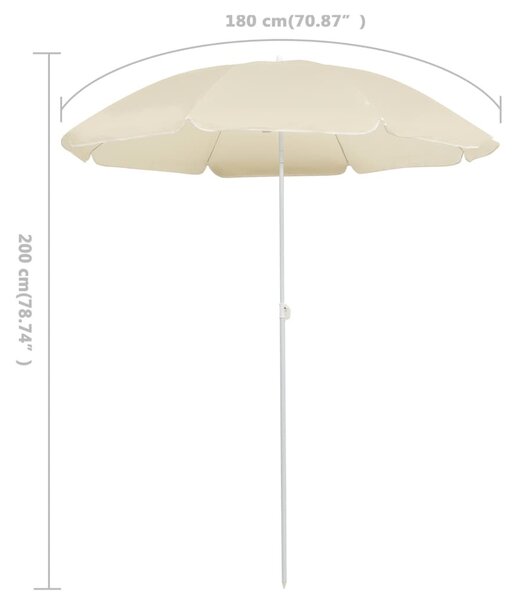 Homokszínű kültéri napernyő acél rúddal 180 cm