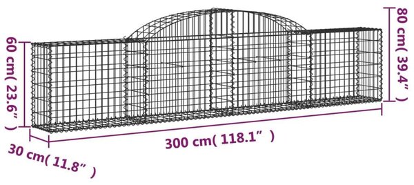 VidaXL Gabion Kosár - 30 db - 300x30x60/80cm