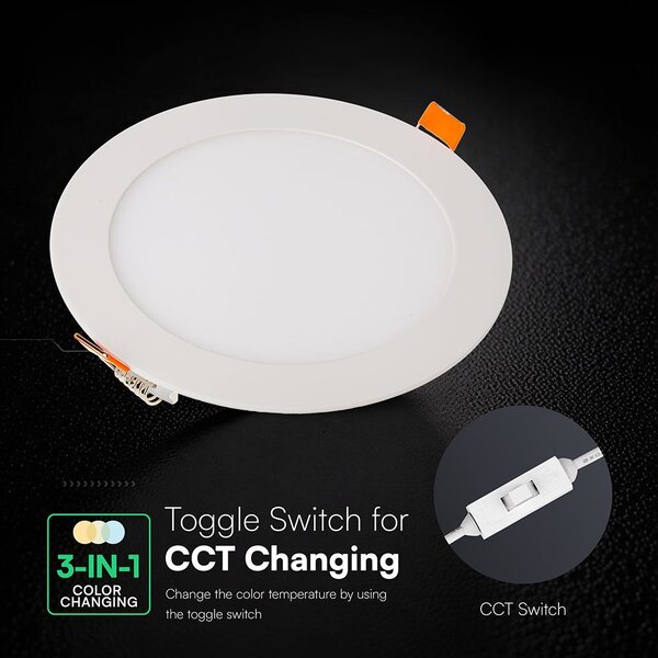 V-TAC CREE SMD süllyeszthető mennyezeti alumínium kerek LED panel 12W, CCT - SKU 2148596