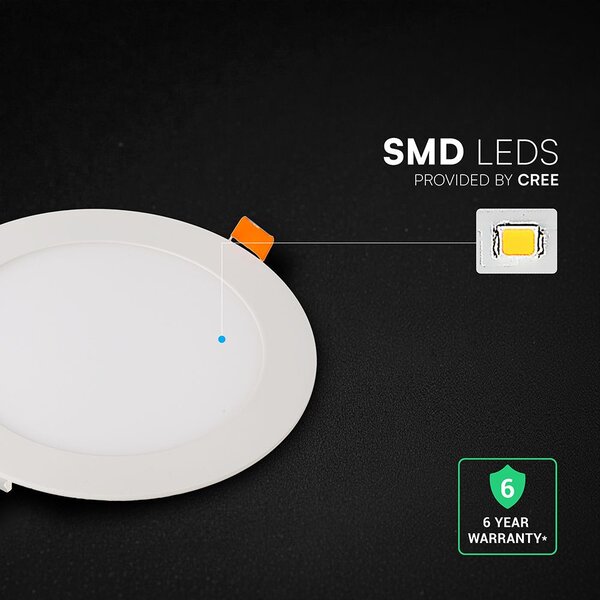 V-TAC CREE SMD süllyeszthető mennyezeti alumínium kerek LED panel 12W, CCT - SKU 2148596