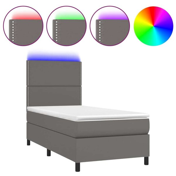 VidaXL LED-es Ágy - Műbőr - 100x200 cm