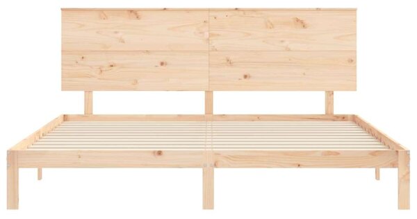 VidaXL Tömör Fenyőfa Ágykeret - Fejtámlával - 200x200 cm