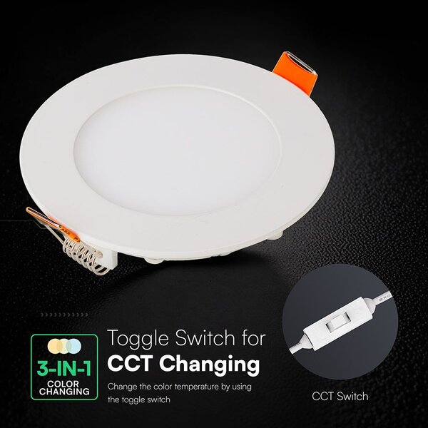 V-TAC CREE SMD süllyeszthető mennyezeti alumínium kerek LED panel 6W, CCT - SKU 2148546