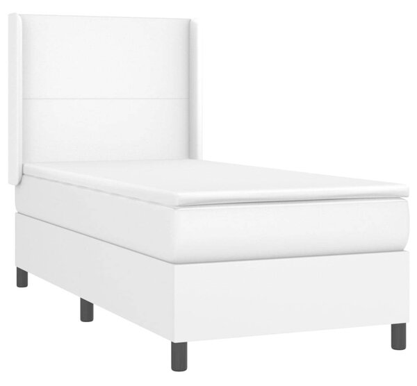 VidaXL Ágy - 90x200 cm - Fehér Műbőr - LED-es