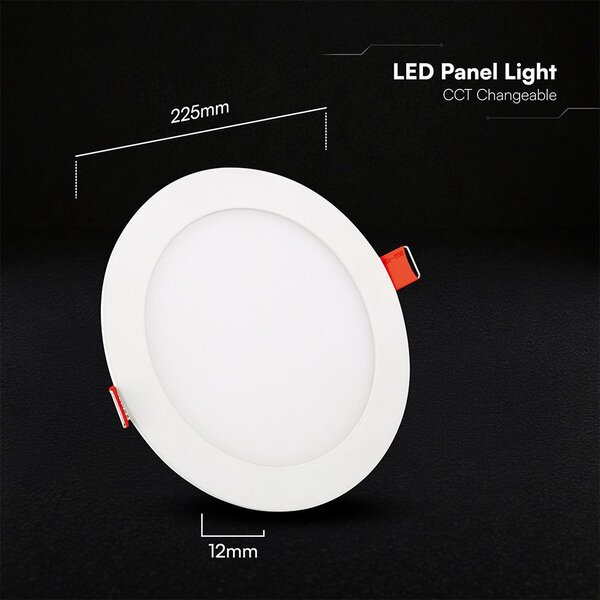 V-TAC CREE SMD süllyeszthető mennyezeti alumínium kerek LED panel 18W, CCT - SKU 2148606