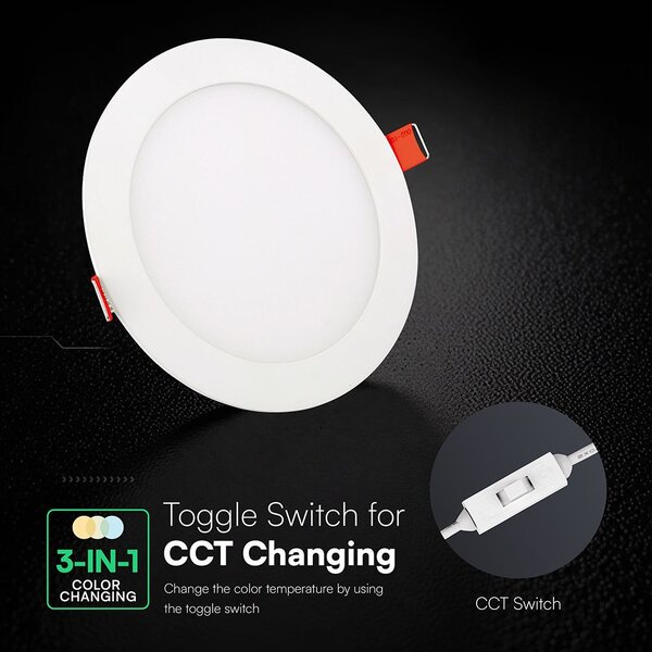 V-TAC CREE SMD süllyeszthető mennyezeti alumínium kerek LED panel 18W, CCT - SKU 2148606