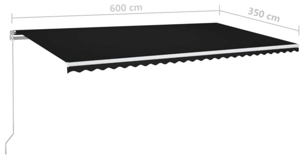 Antracitszürke kézi napellenző 600 x 350 cm