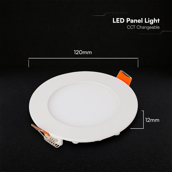 V-TAC CREE SMD süllyeszthető mennyezeti alumínium kerek LED panel 6W, CCT - SKU 2148546