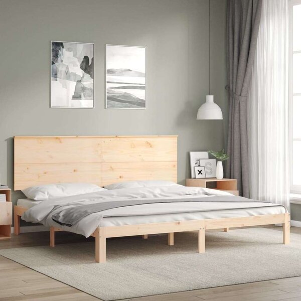 VidaXL Tömör Fenyőfa Ágykeret - Fejtámlával - 200x200 cm