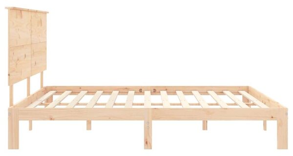 VidaXL Tömör Fenyőfa Ágykeret - Fejtámlával - 200x200 cm