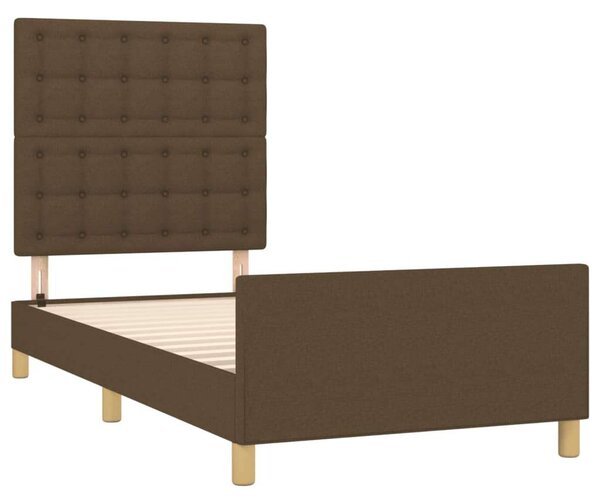 VidaXL sötétbarna szövet ágykeret fejtámlával 90 x 200 cm