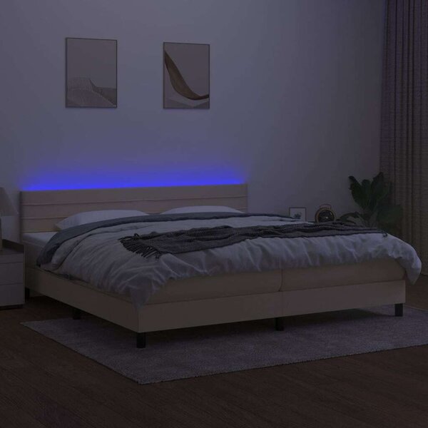 VidaXL Krémszínű Ágy Matraccal - 200x200 cm - LED Világítással