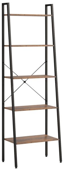 5 szintes sötétbarna és fekete állópolc 56 x 35 x 174 cm