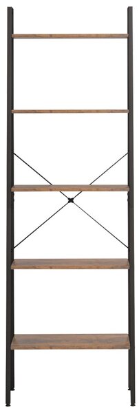 5 szintes sötétbarna és fekete állópolc 56 x 35 x 174 cm