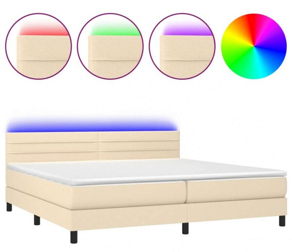 VidaXL Krémszínű Ágy Matraccal - 200x200 cm - LED Világítással