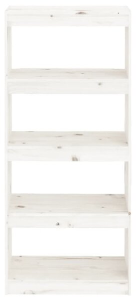 Fehér tömör fenyőfa könyvszekrény/térelválasztó 60x30x135,5 cm