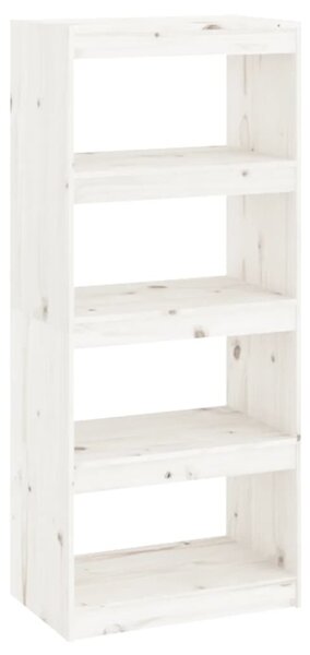Fehér tömör fenyőfa könyvszekrény/térelválasztó 60x30x135,5 cm