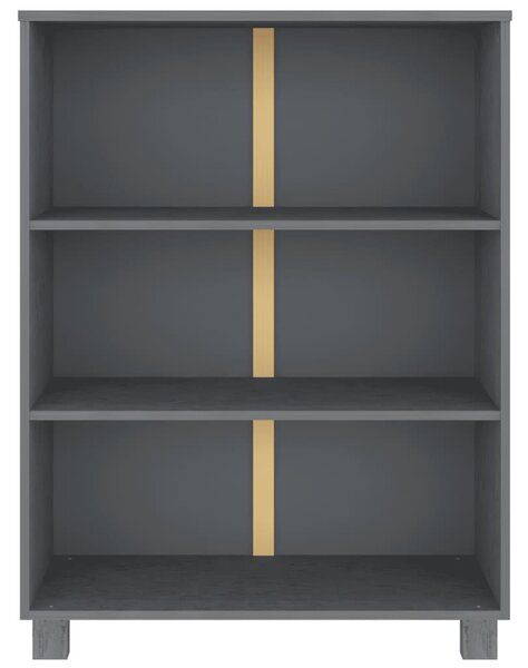 HAMAR sötétszürke tömör fenyőfa könyvszekrény 85 x 35 x 112 cm