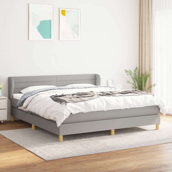 VidaXL világosszürke szövet rugós ágy matraccal 160 x 200 cm