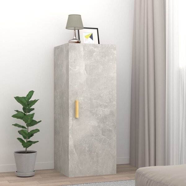 Betonszürke szerelt fa faliszekrény 34,5 x 34 x 90 cm