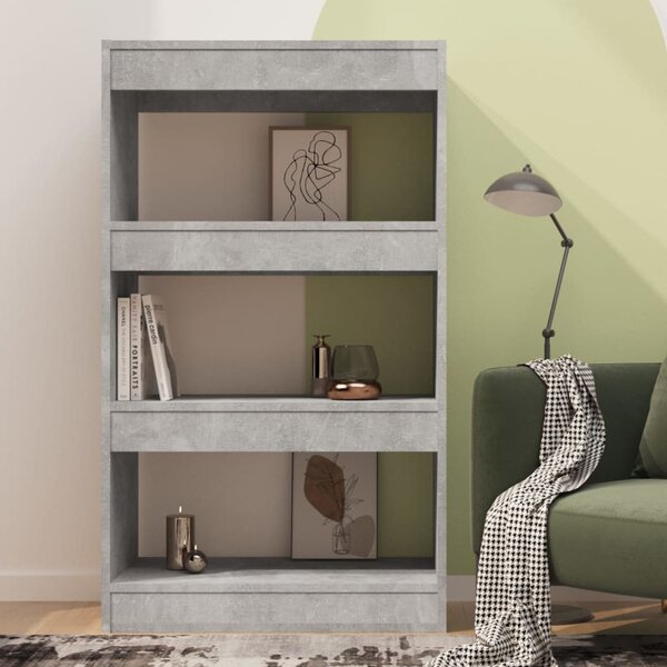 Betonszürke szerelt fa könyvszekrény/térelválasztó 60x30x103 cm