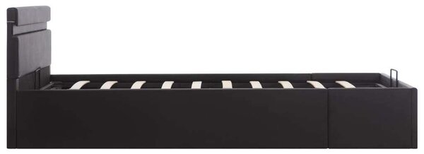 VidaXL fekete műbőr LED-es hidraulikus ágykeret 140 x 200 cm