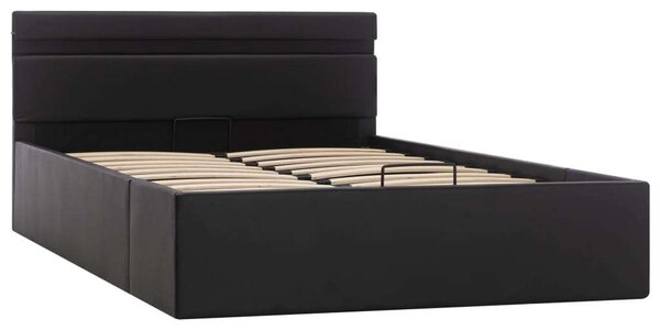 VidaXL fekete műbőr LED-es hidraulikus ágykeret 140 x 200 cm