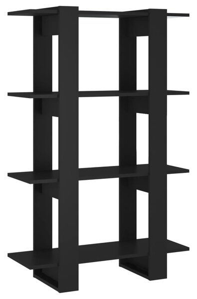 Fekete könyvszekrény/térelválasztó 80 x 30 x 123,5 cm