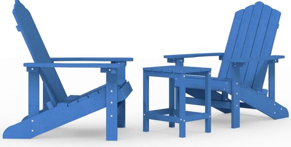 Vízkék HDPE kerti adirondack székek asztallal
