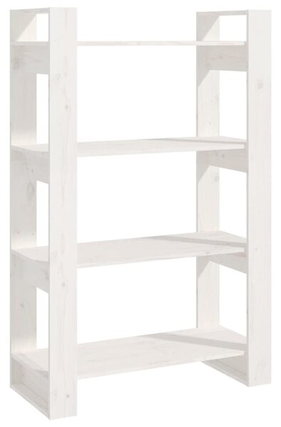 Fehér tömör fenyőfa könyvszekrény/térelválasztó 80x35x125 cm