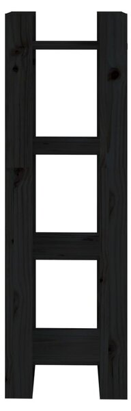 Fekete tömör fenyőfa könyvszekrény/térelválasztó 41x35x125 cm