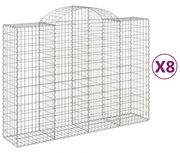 VidaXL Gabion Kosár Fal - 8 db - 200x50x140/160 cm