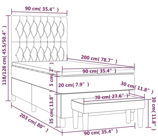 VidaXL Krémszínű Ágy Matraccal - 90x200 cm