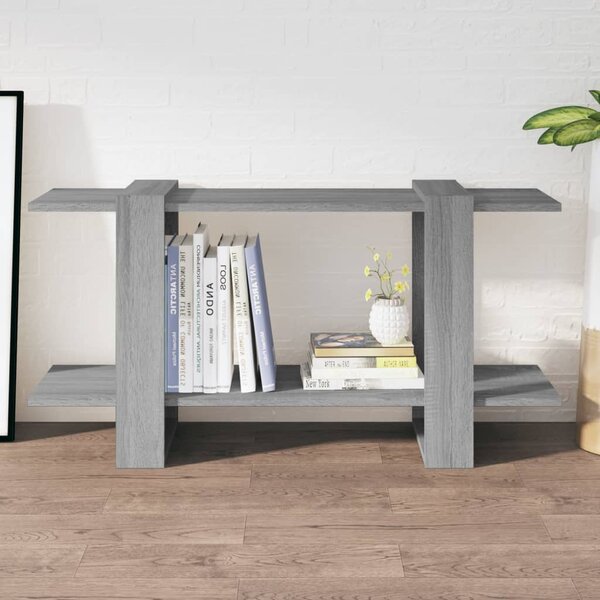 Szürke sonoma-tölgyszínű szerelt fa könyvszekrény 100x 30x51 cm