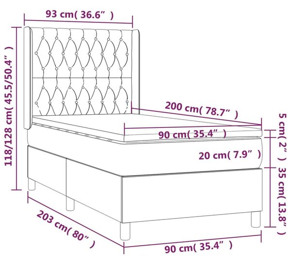 VidaXL Krémszínű Ágy Matraccal - 90x200 cm