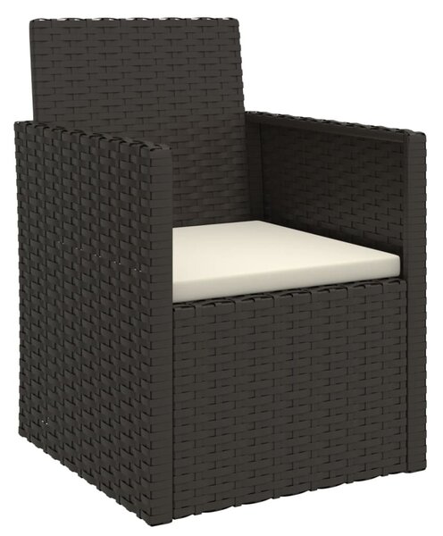 4 részes fekete polyrattan kültéri ülőgarnitúra párnákkal
