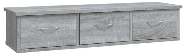 Szürke sonoma színű szerelt fa faliszekrény 88x26x18,5 cm