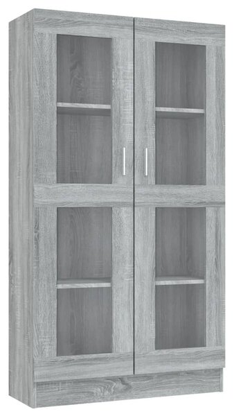 Szürke sonoma színű szerelt fa vitrinszekrény 82,5x30,5x150 cm
