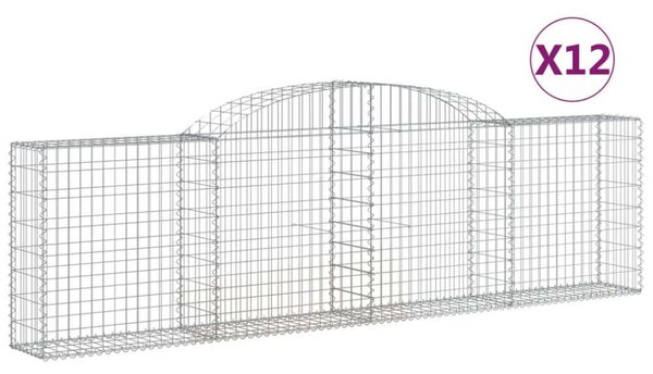 VidaXL Gabion Kosár - Íves - 12 db - 300x30x80/100cm