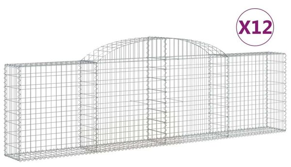 VidaXL Gabion Kosár - Íves - 12 db - 300x30x80/100cm