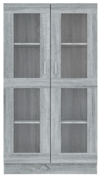 Szürke sonoma színű szerelt fa vitrinszekrény 82,5x30,5x150 cm