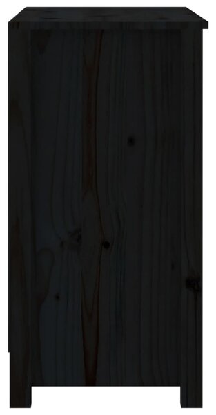 Fekete tömör fenyőfa könyvszekrény 80x35x68 cm