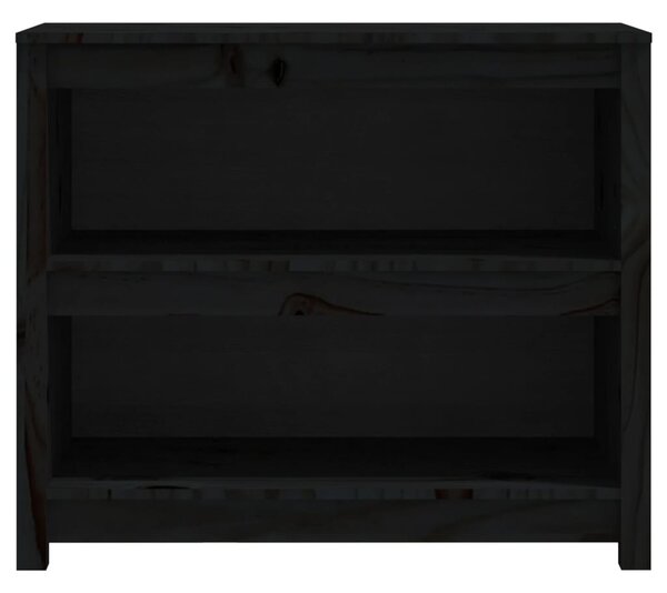 Fekete tömör fenyőfa könyvszekrény 80x35x68 cm