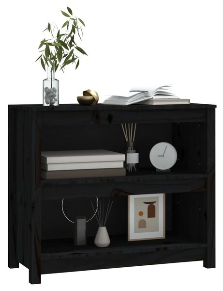 Fekete tömör fenyőfa könyvszekrény 80x35x68 cm