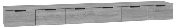 2 db szürke sonoma színű szerelt fa faliszekrény 102x30x20 cm