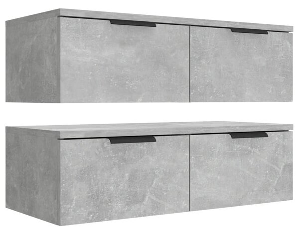 2 db betonszürke szerelt fa fali szekrény 68 x 30 x 20 cm