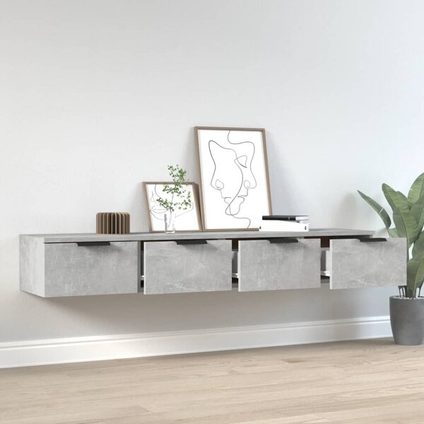 2 db betonszürke szerelt fa fali szekrény 68 x 30 x 20 cm